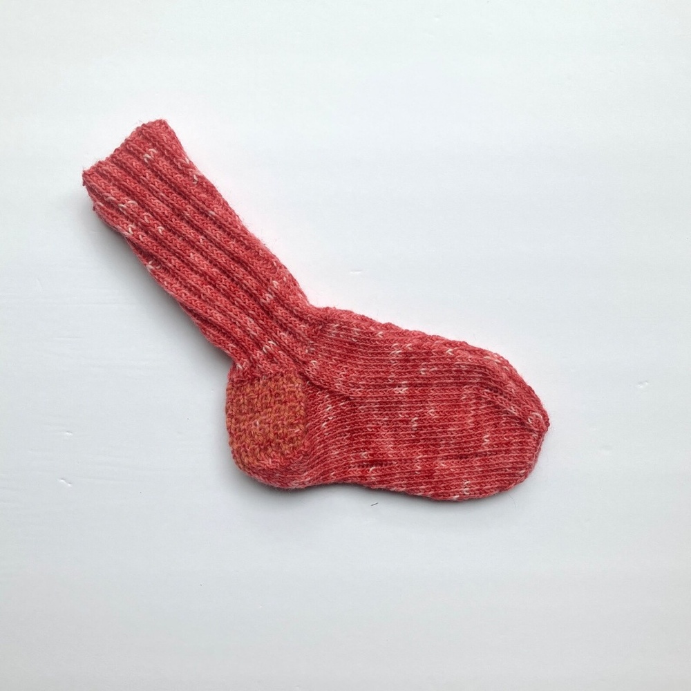 NWOT Coral red hand knit wool blend socks US women's size 6.5 - 9